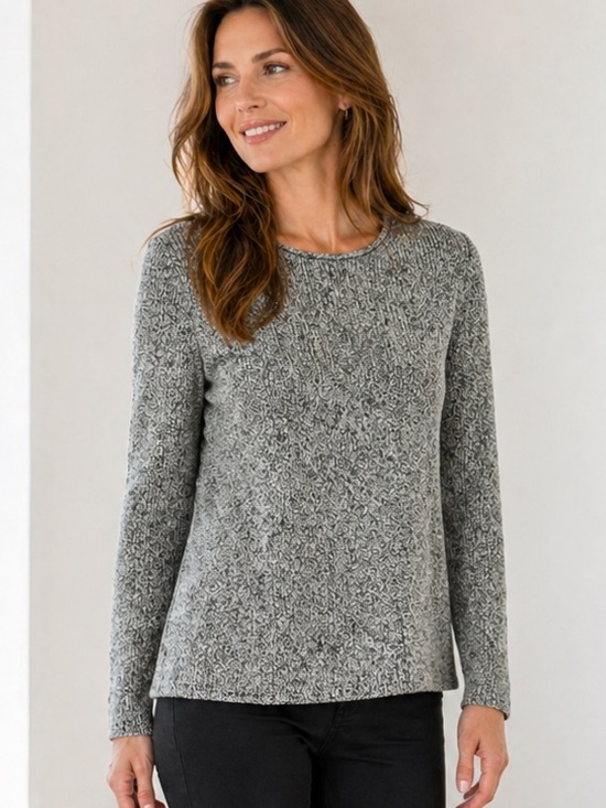 Eileen Fisher Sweaters - Eileen Fisher Women Black White Marled Knit Organic Cotton Crewneck Sweater M